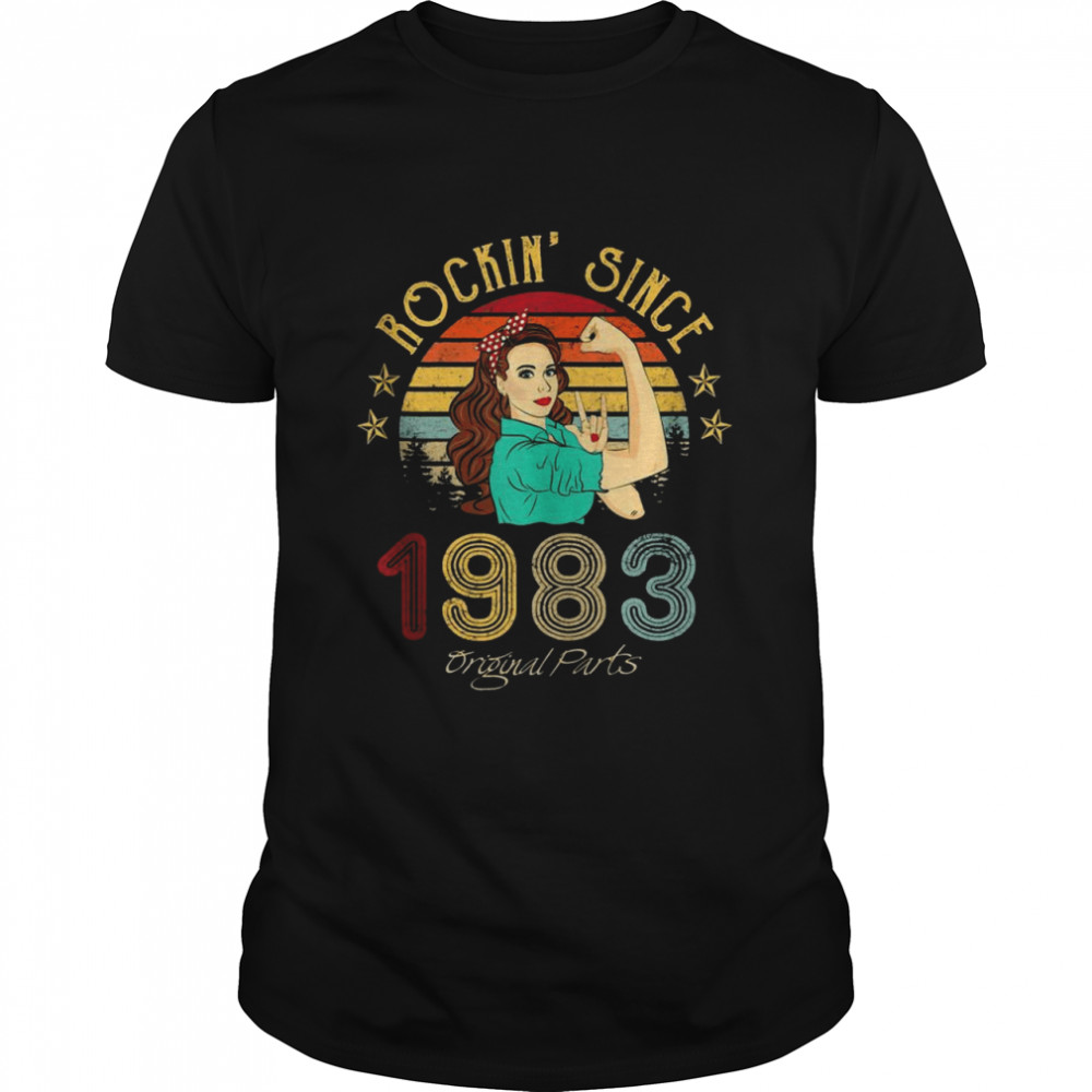 39 Year Old Vintage 1983 Rockin Sine 39Th Birthday Shirt