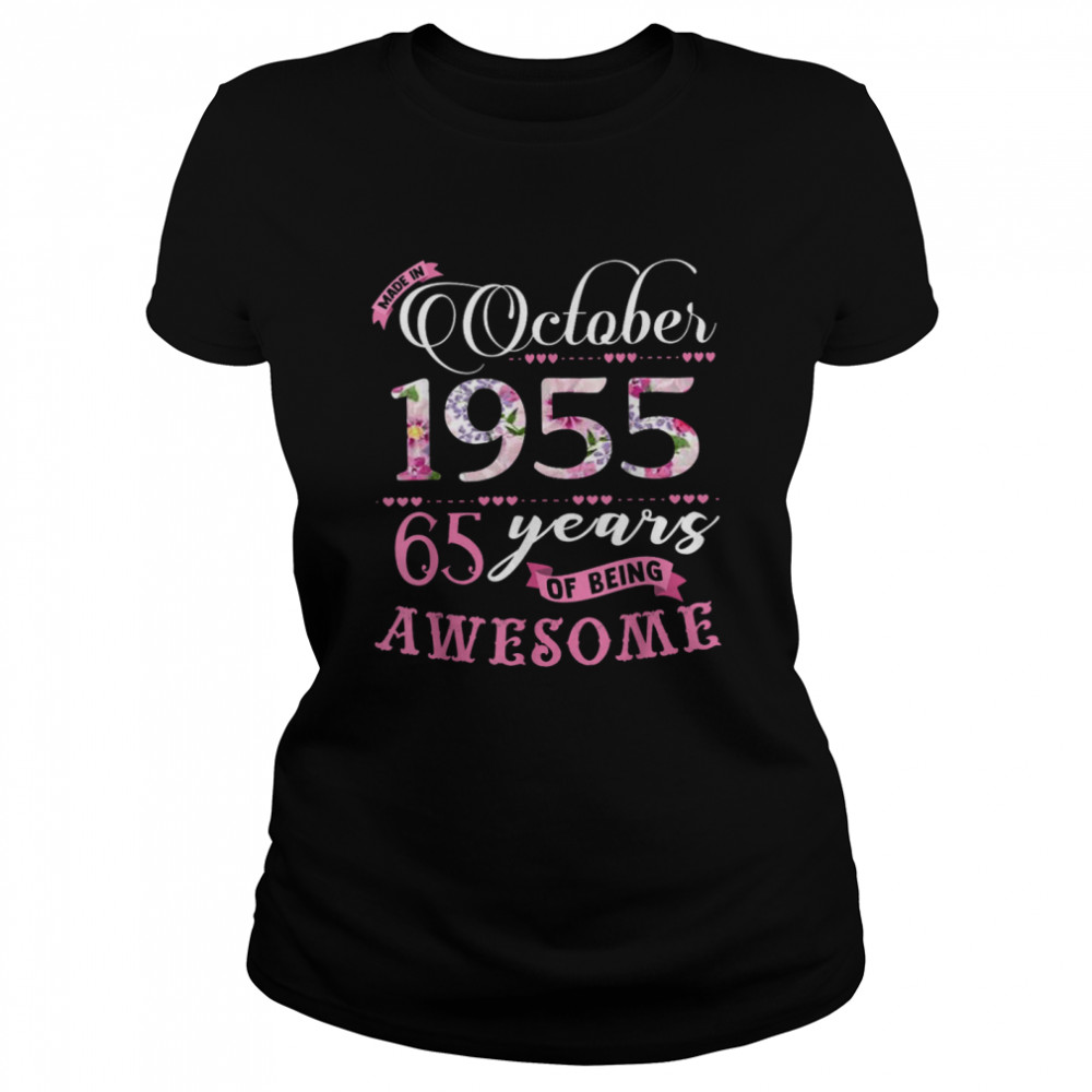 65Th Birthday Floral Born In October 1955 Shirt 1 » Cool Gifts for You - Mfamilygift 65Th Birthday Floral Born In October 1955 Shirt 1