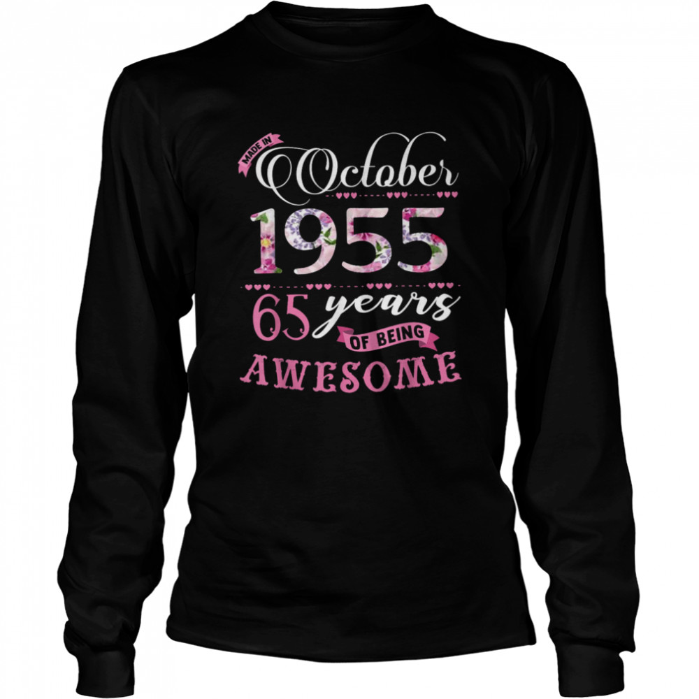 65Th Birthday Floral Born In October 1955 Shirt 2 » Cool Gifts for You - Mfamilygift 65Th Birthday Floral Born In October 1955 Shirt 2