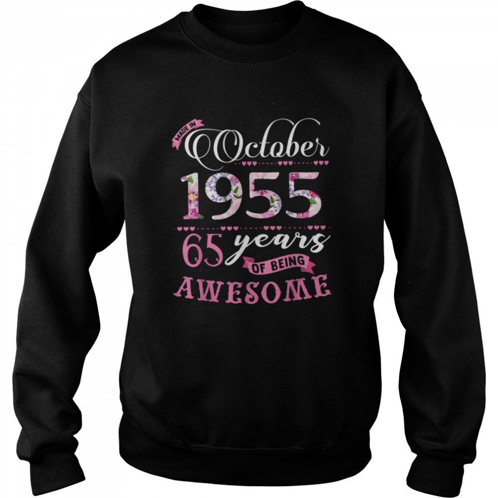 65Th Birthday Floral Born In October 1955 Shirt 3 » Cool Gifts for You - Mfamilygift 65Th Birthday Floral Born In October 1955 Shirt 3