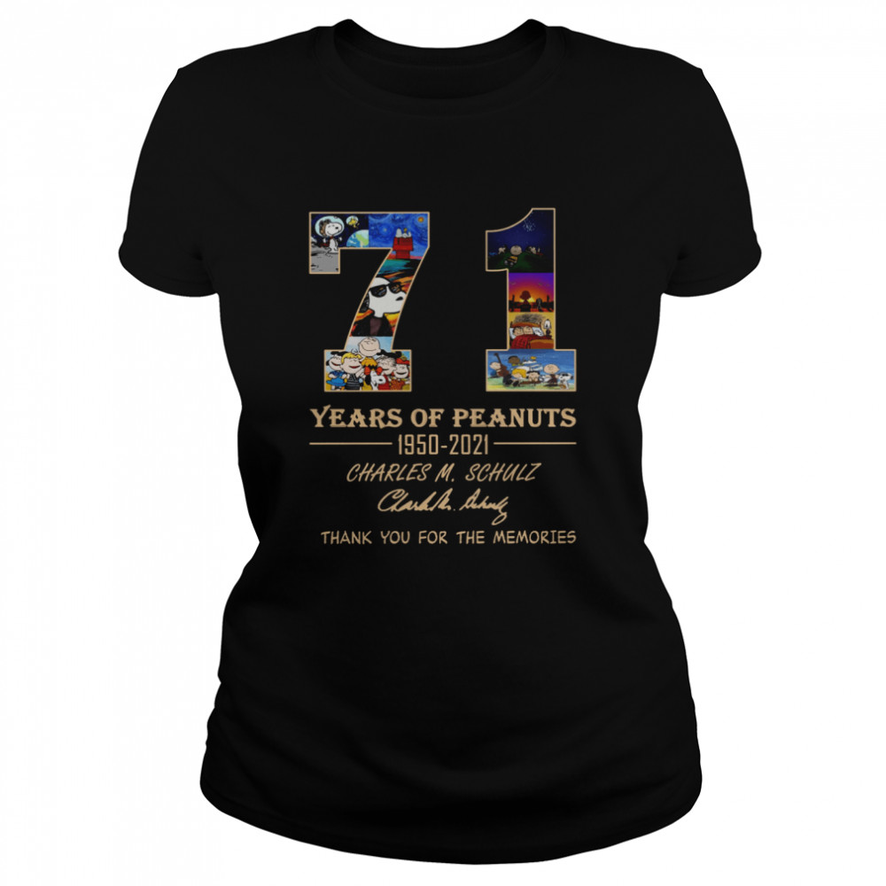 71 Years Of Peanuts 1950 2021 Charles M Schulz Thank You For The Memories Shirt 1 » Cool Gifts for You - Mfamilygift 71 Years Of Peanuts 1950 2021 Charles M Schulz Thank You For The Memories Shirt 1