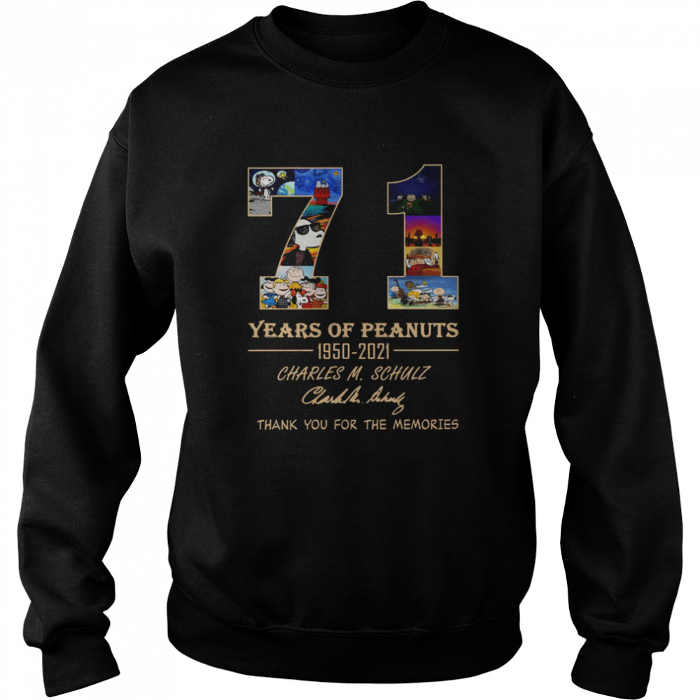 71 Years Of Peanuts 1950 2021 Charles M Schulz Thank You For The Memories Shirt 3 » Cool Gifts for You - Mfamilygift 71 Years Of Peanuts 1950 2021 Charles M Schulz Thank You For The Memories Shirt 3