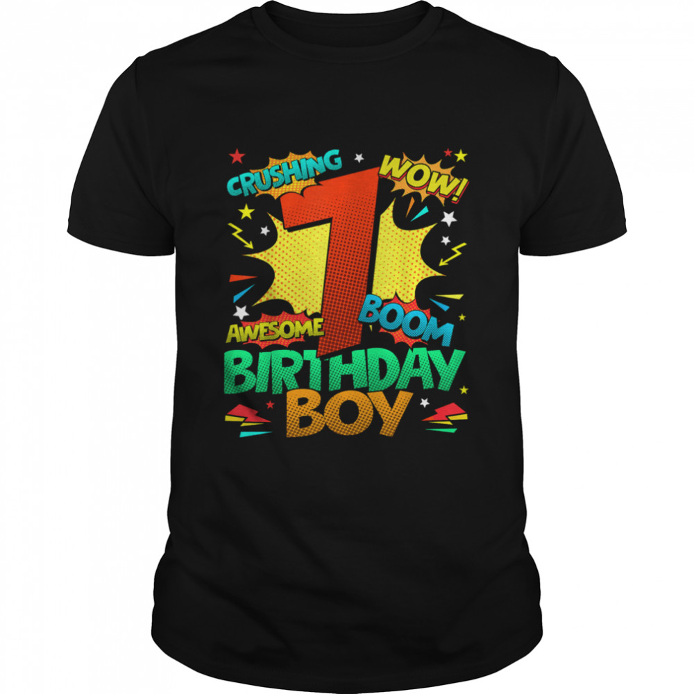 7Th Birthday Kids Comic Style Kids Boys 7Th Birthday Shirt