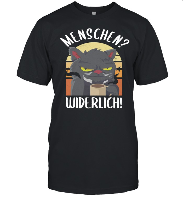 Black Cat Drink Coffee Menschen Widerlich Vintage Shirt