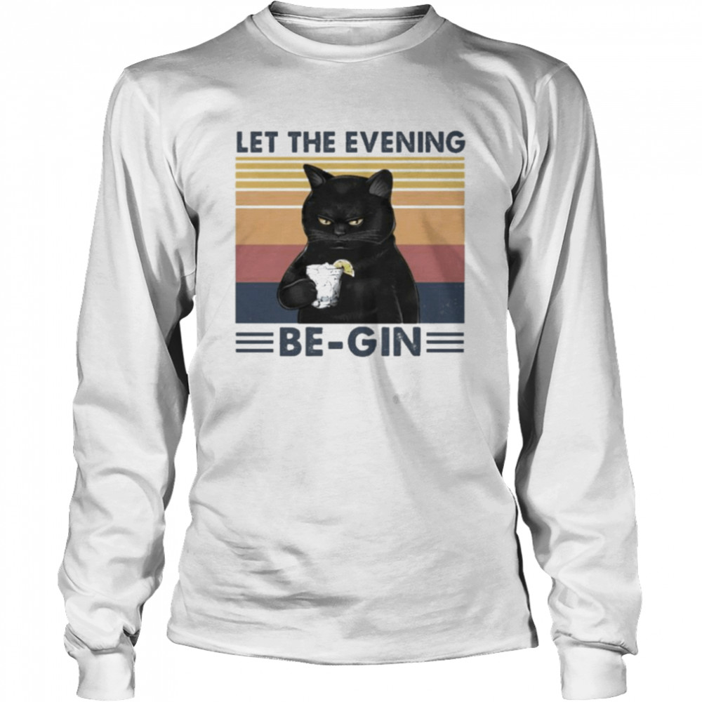 Black Cat Let The Evening Be-Gin Vintage Shirt 2 » Cool Gifts for You - Mfamilygift Black Cat Let The Evening Be-Gin Vintage Shirt 2