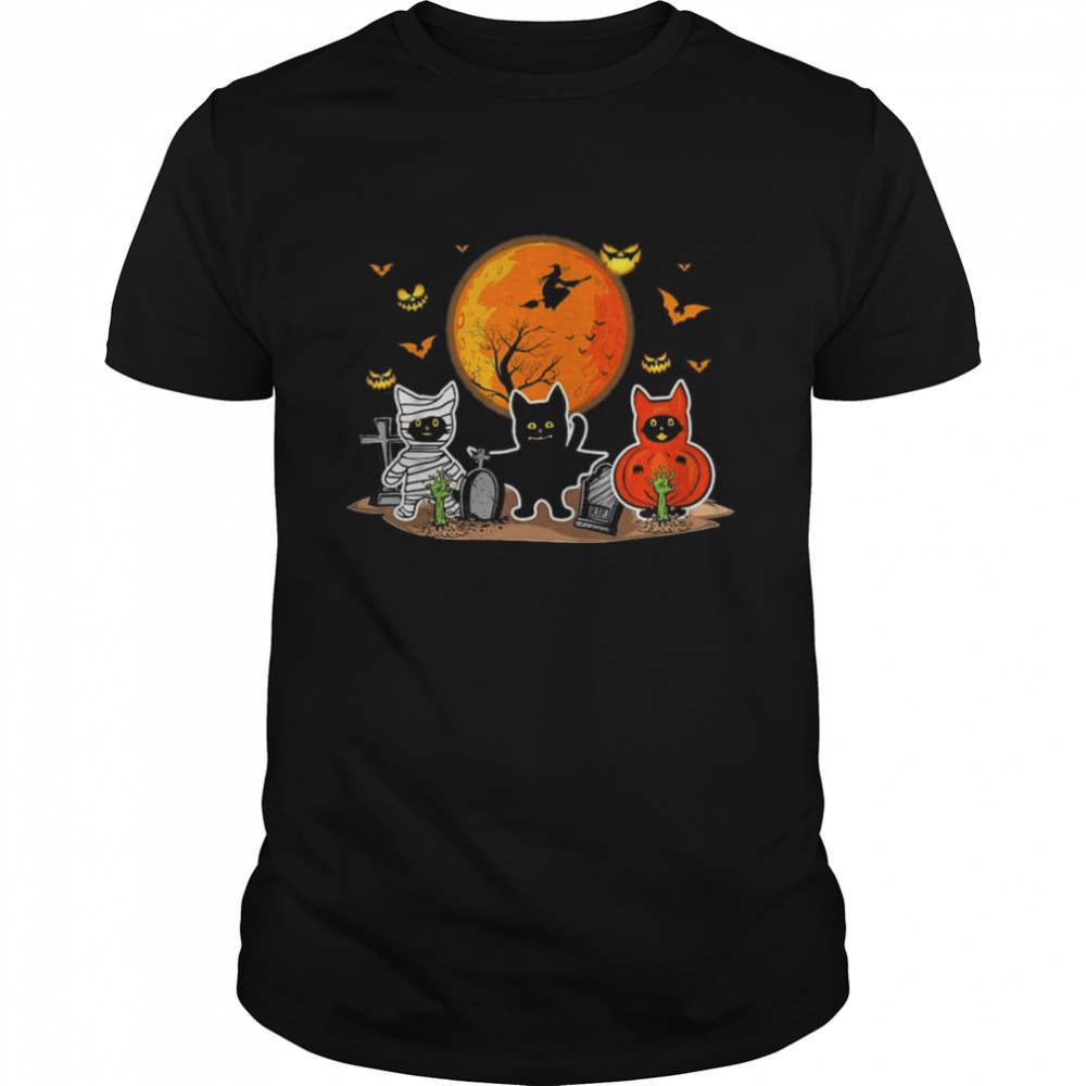 Black Cats Moon Pumpkin Witch Halloween Shirt Black Cats Moon Pumpkin Witch Halloween Shirt