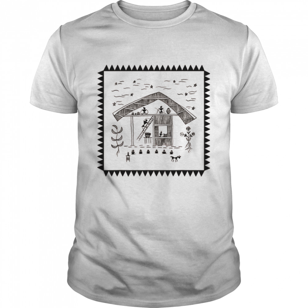 Black Ink Warli Home Sweet Home Shirt Black Ink Warli Home Sweet Home Shirt