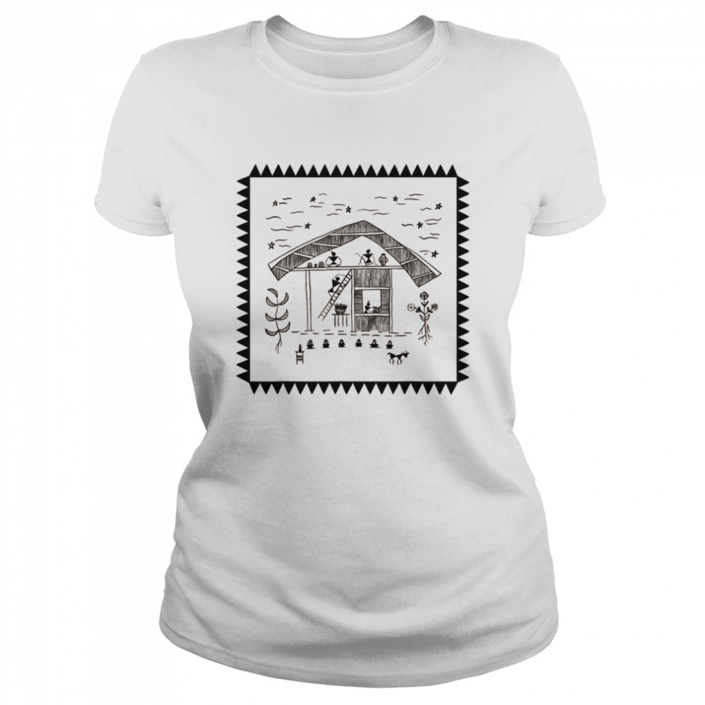 Black Ink Warli Home Sweet Home Shirt 1 » Cool Gifts for You - Mfamilygift Black Ink Warli Home Sweet Home Shirt 1