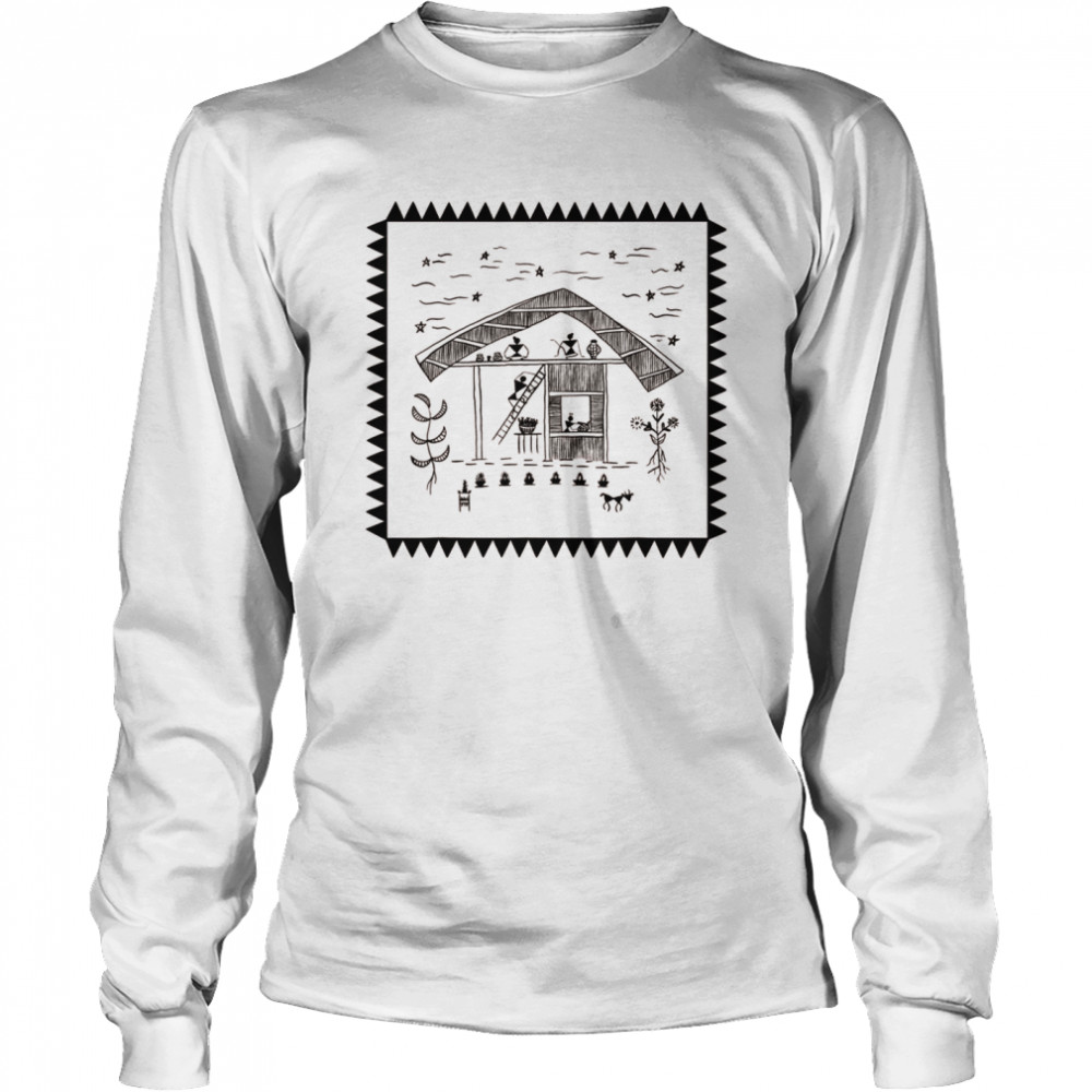 Black Ink Warli Home Sweet Home Shirt 2 » Cool Gifts for You - Mfamilygift Black Ink Warli Home Sweet Home Shirt 2