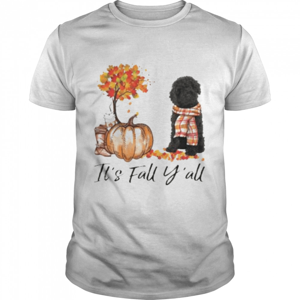 Black Labradoodle Dog It’S Fall Y’All Happy Halloween T-Shirt