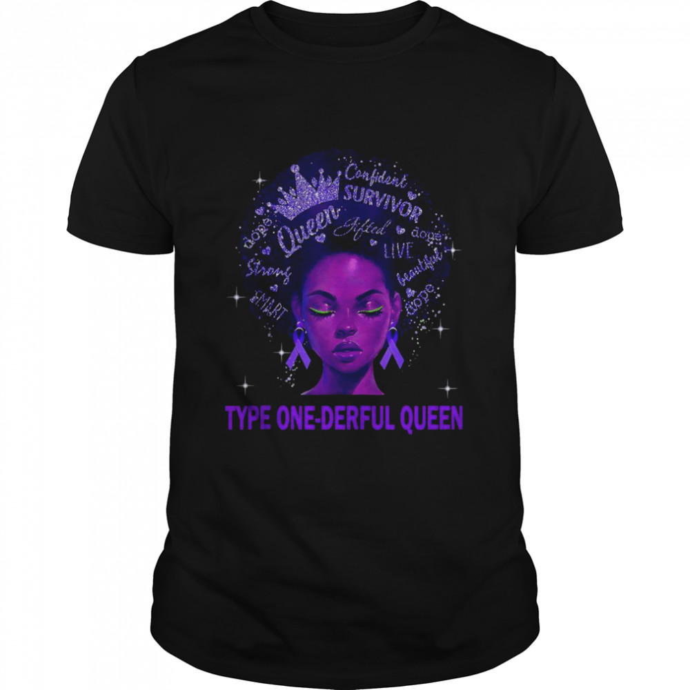 Black Queen Type 1 Diabetes Blue Ribbon Shirt Black Queen Type 1 Diabetes Blue Ribbon Shirt