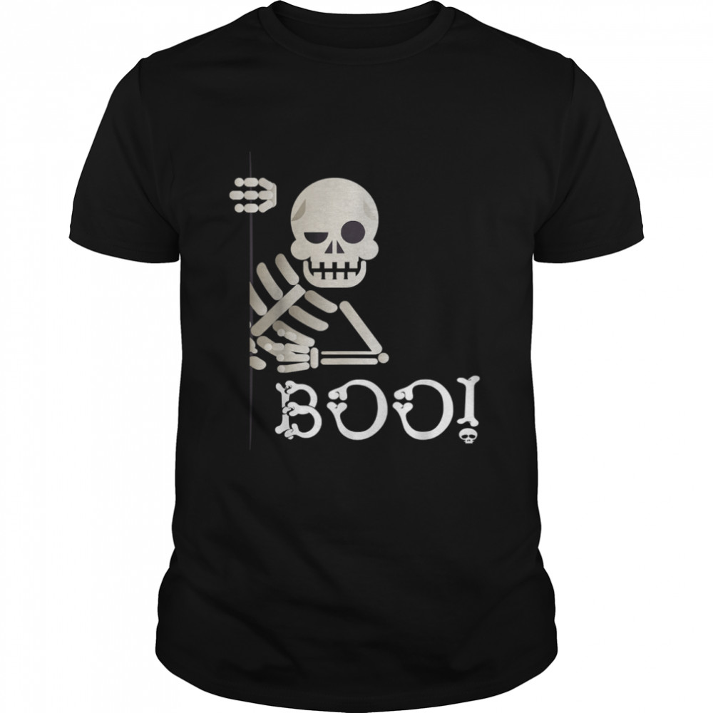 Boo! Cute Hiding Peekaboo Scary Halloween Skeleton Shirt