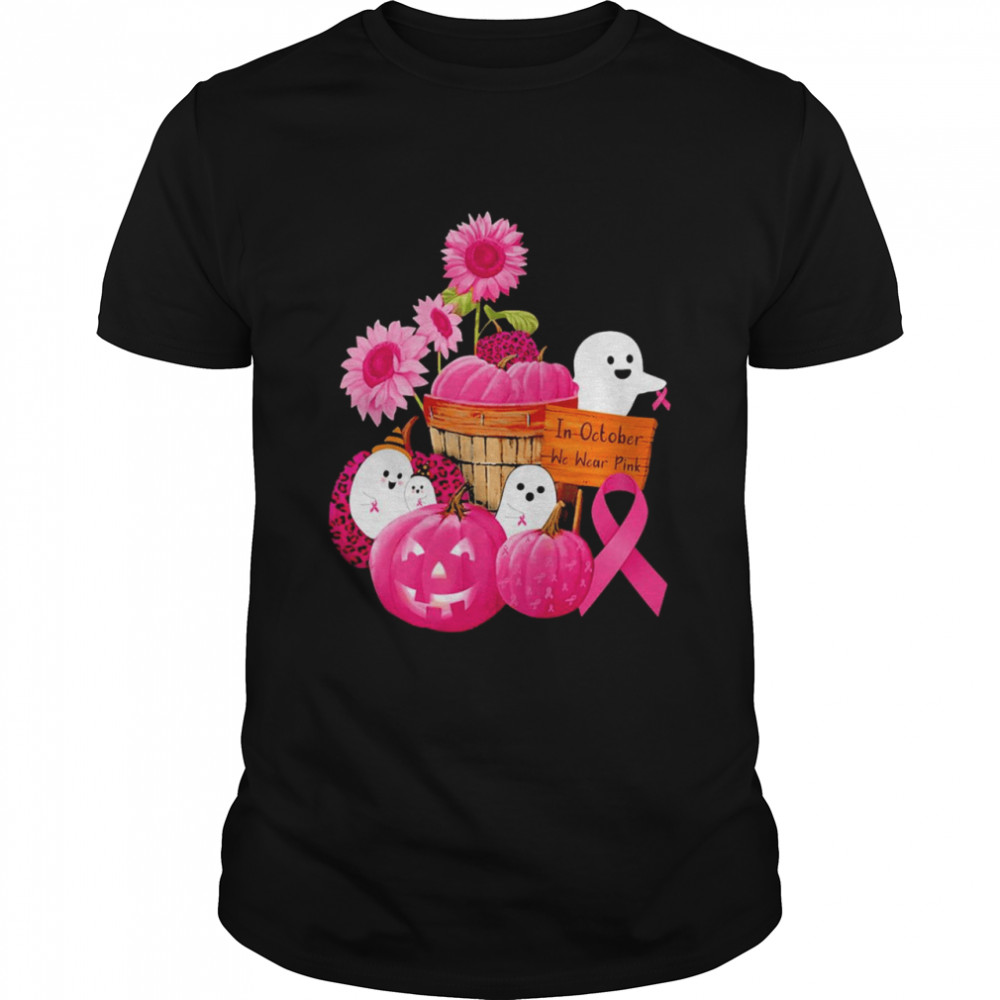 Boo In October We Wear Pink Halloween Shirt