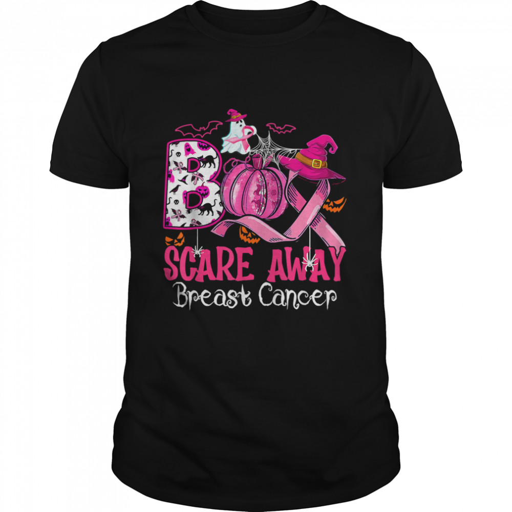 Boo Scare Away Breast Cancer Pink Ribbon Spider Halloween T-Shirt Boo Scare Away Breast Cancer Pink Ribbon Spider Halloween T-Shirt