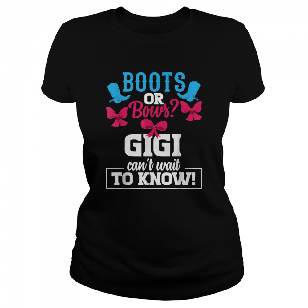 Boots Or Bows Gender Reveal Party Gigi Baby Announcement T-Shirt 1 » Cool Gifts for You - Mfamilygift Boots Or Bows Gender Reveal Party Gigi Baby Announcement T-Shirt 1