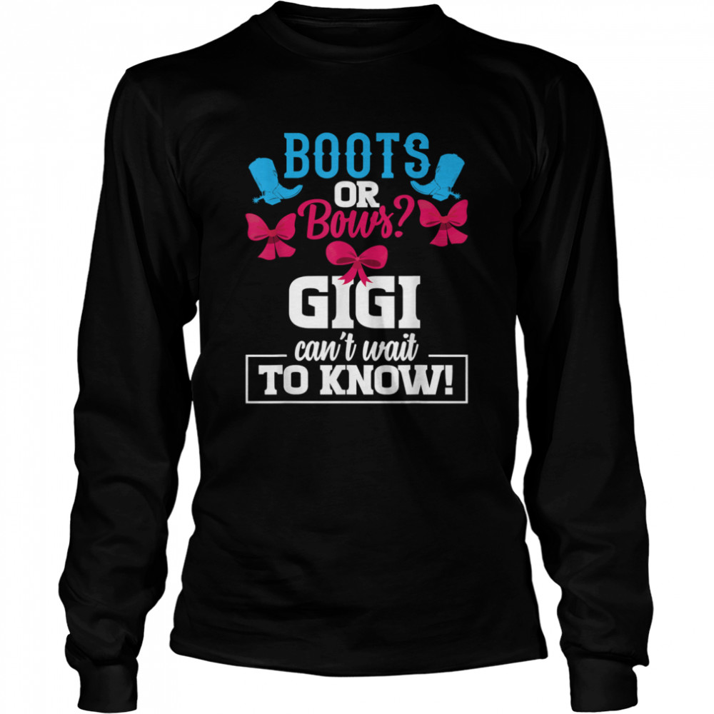 Boots Or Bows Gender Reveal Party Gigi Baby Announcement T-Shirt 2 » Cool Gifts for You - Mfamilygift Boots Or Bows Gender Reveal Party Gigi Baby Announcement T-Shirt 2