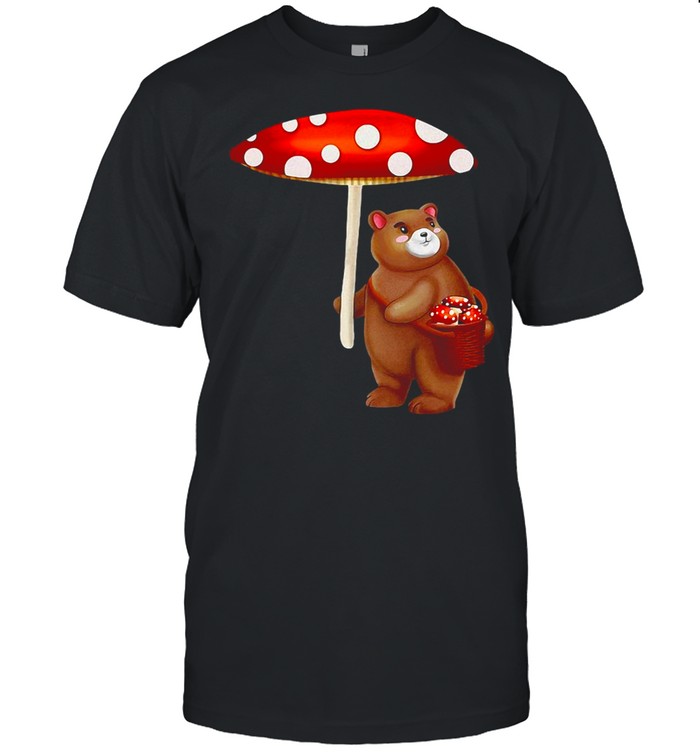 Cottagecore Aesthetic Foraging Bear With Mushroom Umbrella T-Shirt Cottagecore Aesthetic Foraging Bear With Mushroom Umbrella T-Shirt