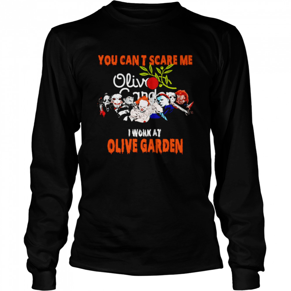 Halloween Horror Movies Characters You Can’T Scare Me I Work At Olive Garden Shirt 2 » Cool Gifts for You - Mfamilygift Halloween Horror Movies Characters You Can’T Scare Me I Work At Olive Garden Shirt 2