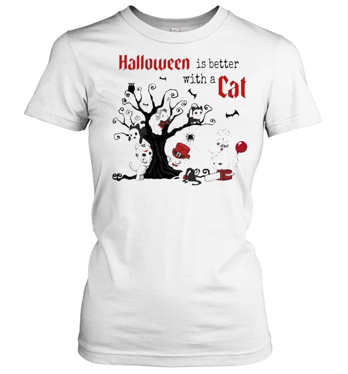 Halloween Is Better With A Cats Horror Characters On Tree Shirt 1 » Cool Gifts for You - Mfamilygift Halloween Is Better With A Cats Horror Characters On Tree Shirt 1
