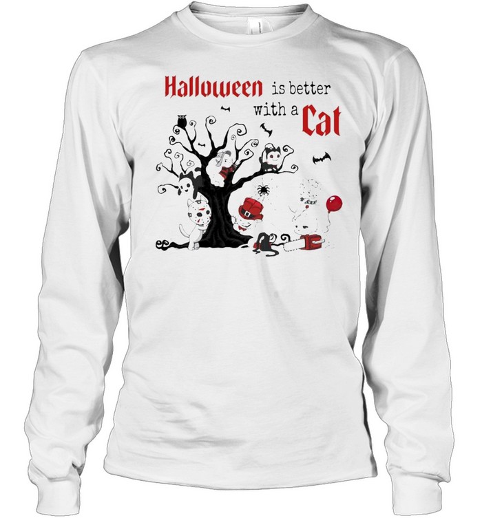 Halloween Is Better With A Cats Horror Characters On Tree Shirt 2 » Cool Gifts for You - Mfamilygift Halloween Is Better With A Cats Horror Characters On Tree Shirt 2