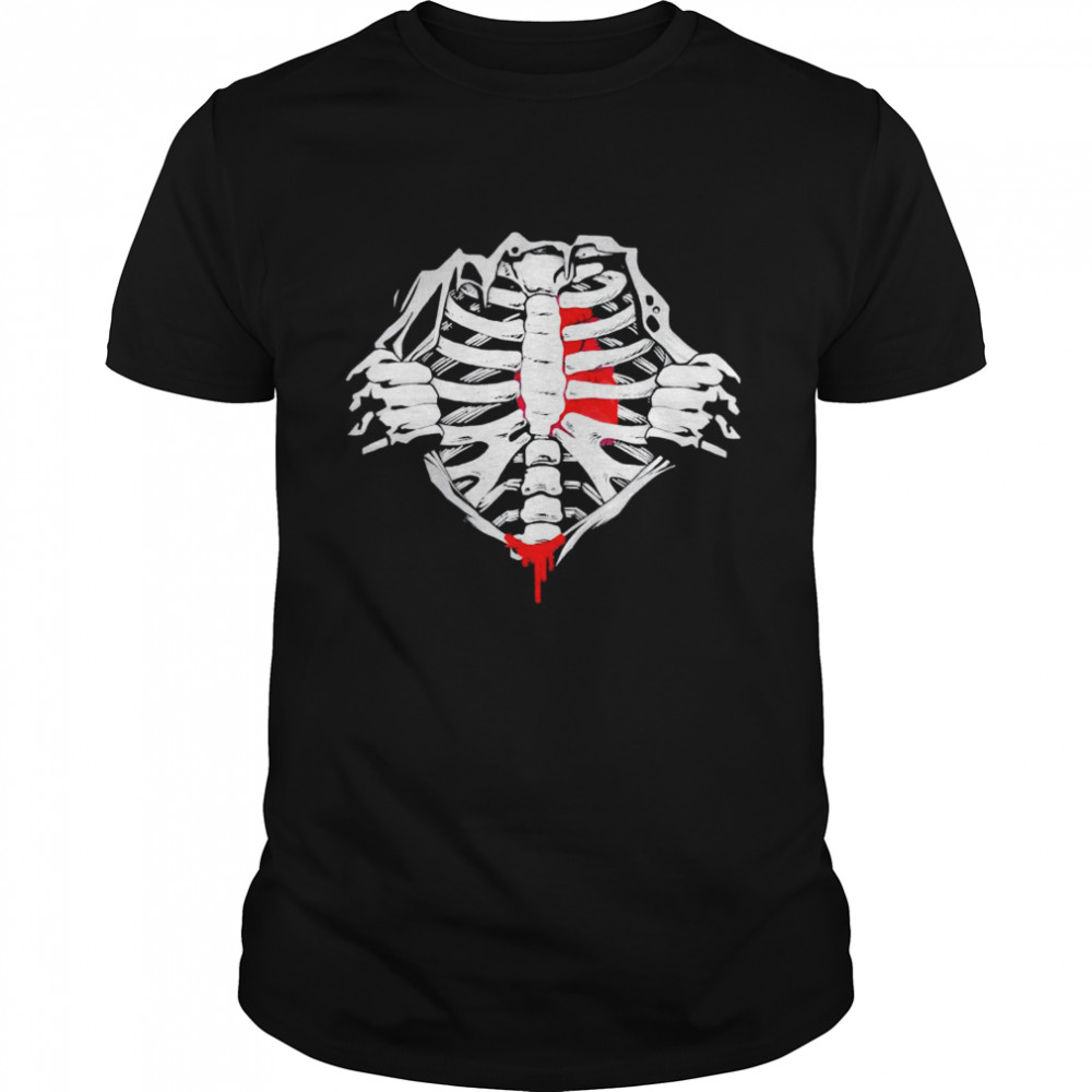 Halloween Skeleton Ribcage Zombie Costume Shirt