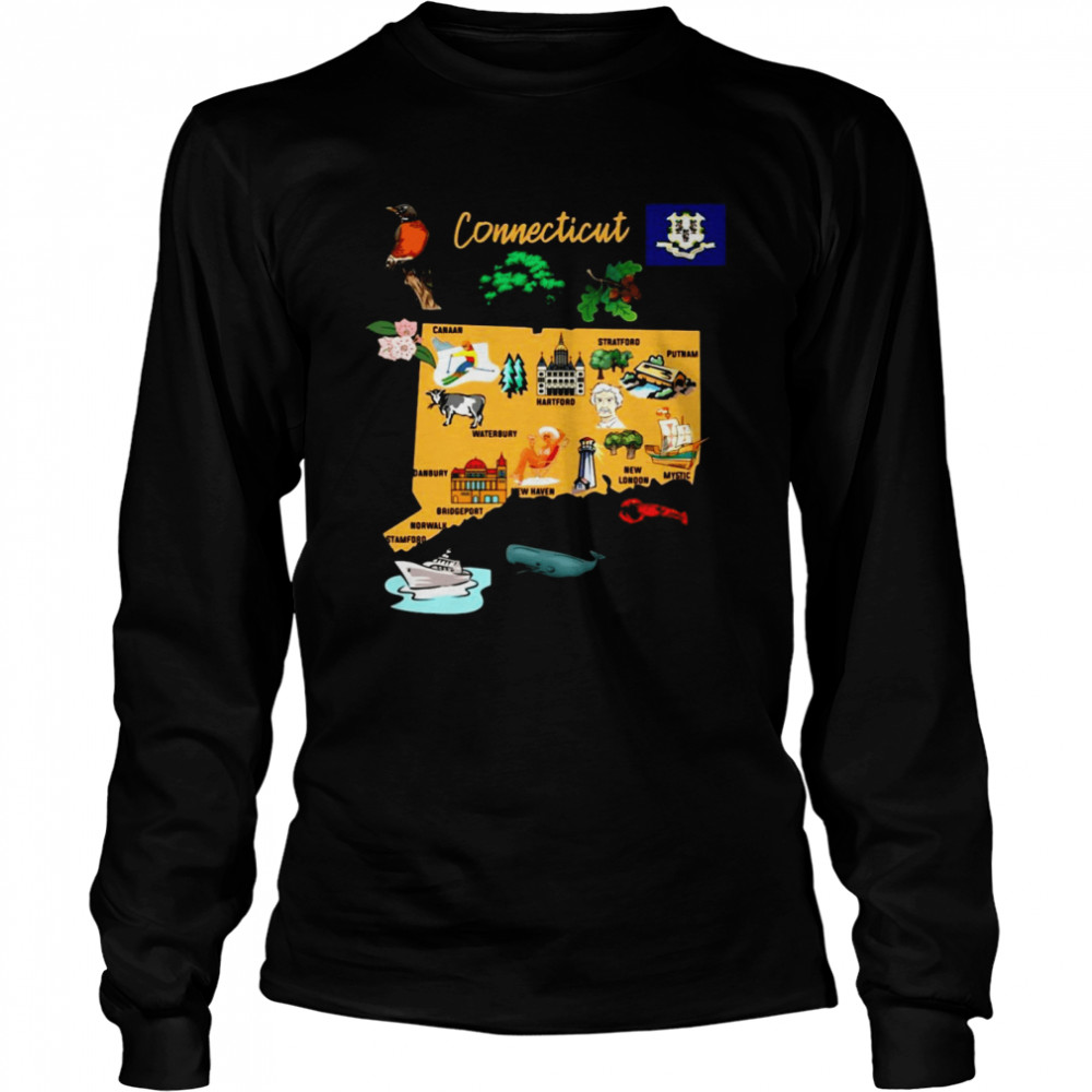 Hand Drawn Illustration Of Connecticut Map Tourist Places Shirt 2 » Cool Gifts for You - Mfamilygift Hand Drawn Illustration Of Connecticut Map Tourist Places Shirt 2