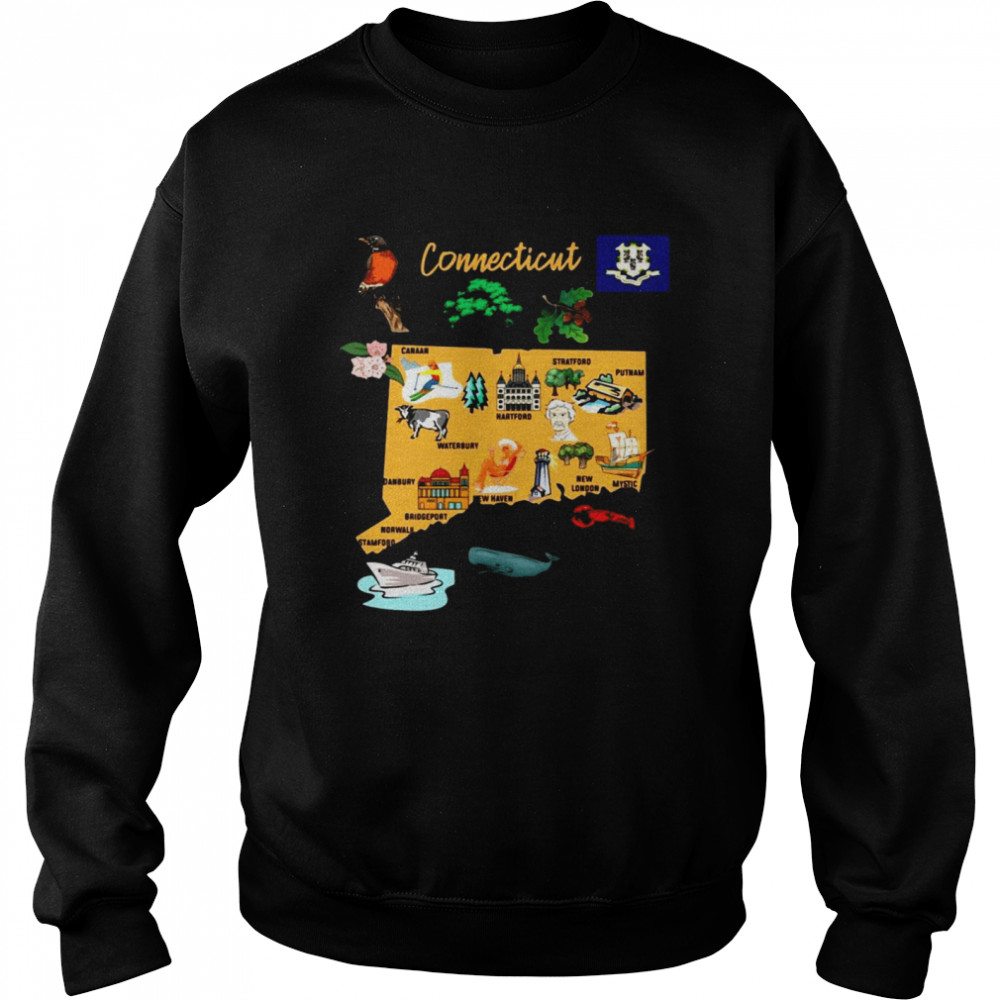 Hand Drawn Illustration Of Connecticut Map Tourist Places Shirt 3 » Cool Gifts for You - Mfamilygift Hand Drawn Illustration Of Connecticut Map Tourist Places Shirt 3