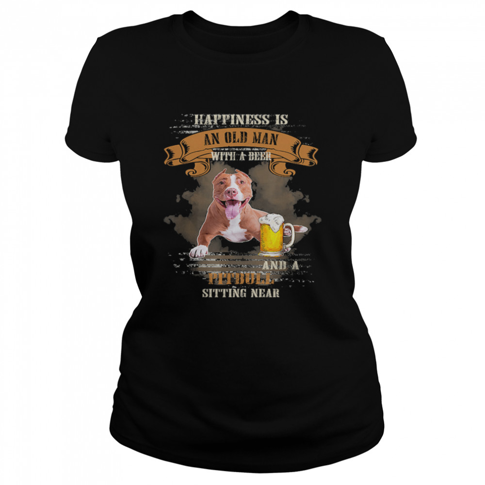 Happiness Is An Old Man With A Beer And A Pitbull Sitting Near Shirt 1 » Cool Gifts for You - Mfamilygift Happiness Is An Old Man With A Beer And A Pitbull Sitting Near Shirt 1
