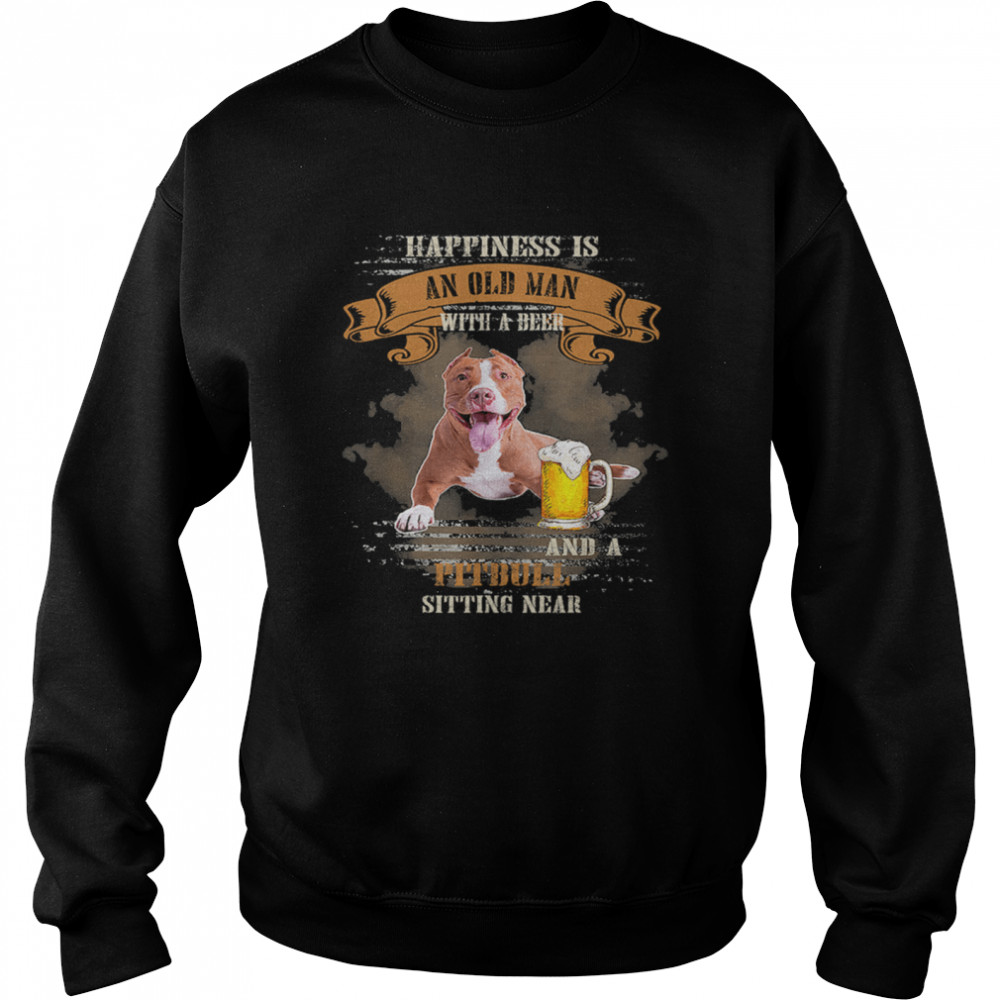 Happiness Is An Old Man With A Beer And A Pitbull Sitting Near Shirt 3 » Cool Gifts for You - Mfamilygift Happiness Is An Old Man With A Beer And A Pitbull Sitting Near Shirt 3