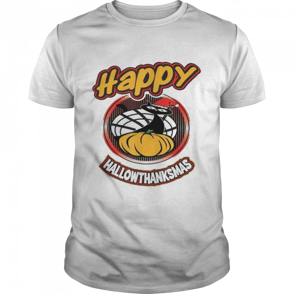 Happy Hallothanksmas Cat In Santa Hat Holiday Family Shirt Happy Hallothanksmas Cat In Santa Hat Holiday Family Shirt