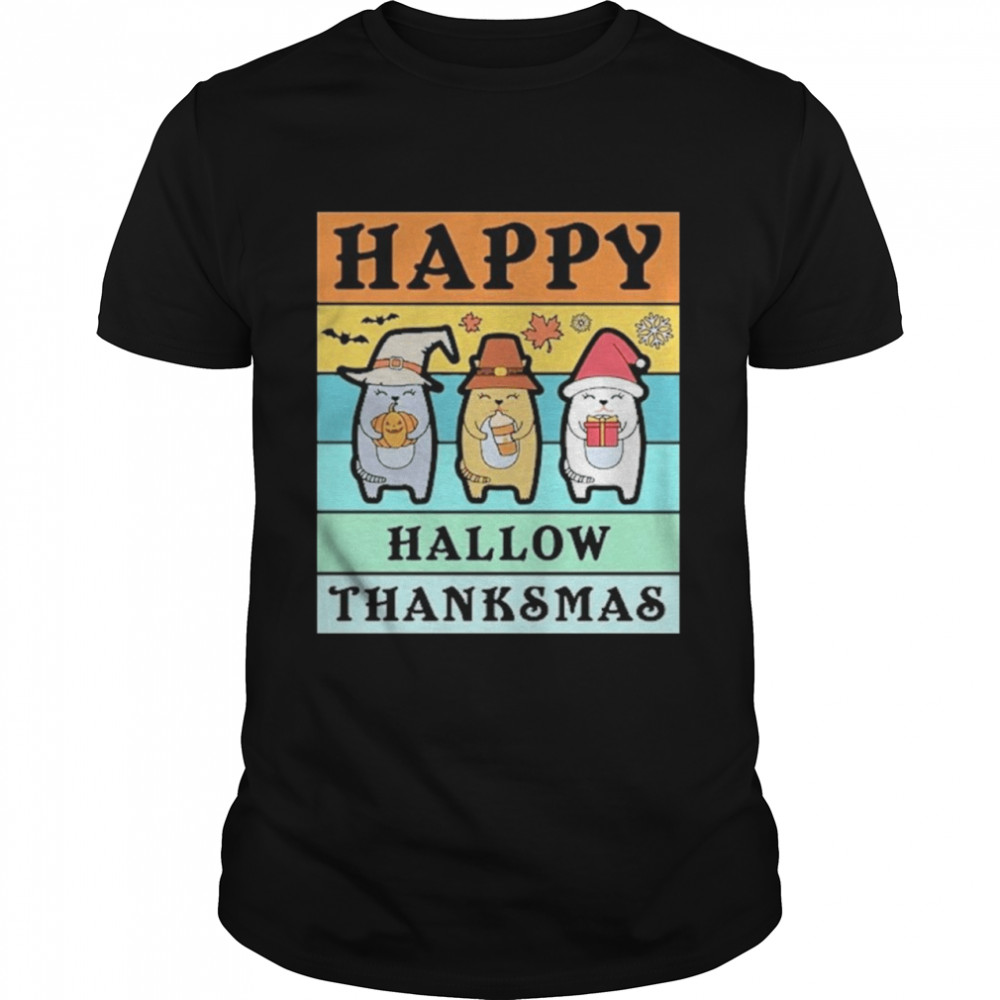 Happy Hallowthanksmas Cats Shirt