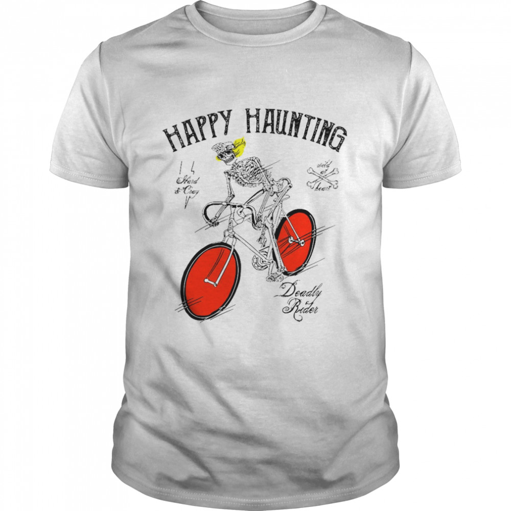 Happy Haunting Deadly Rader Bicycle Halloween T-Shirt
