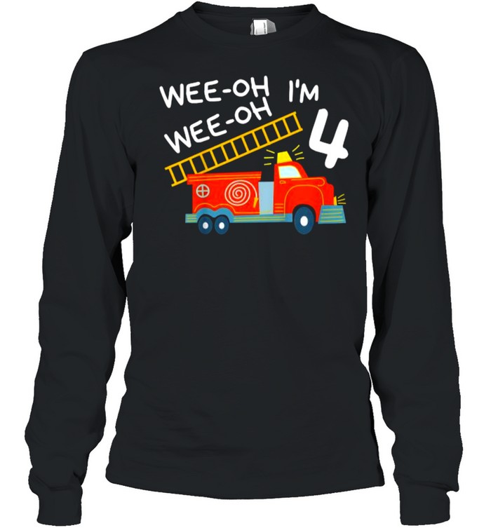 I’M 4 Years Old 4Th Birthday Party Wee-Oh Alarm Fire Truck T-Shirt 2 » Cool Gifts for You - Mfamilygift I’M 4 Years Old 4Th Birthday Party Wee-Oh Alarm Fire Truck T-Shirt 2