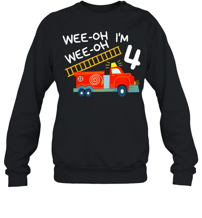 I’M 4 Years Old 4Th Birthday Party Wee-Oh Alarm Fire Truck T-Shirt 3 » Cool Gifts for You - Mfamilygift I’M 4 Years Old 4Th Birthday Party Wee-Oh Alarm Fire Truck T-Shirt 3