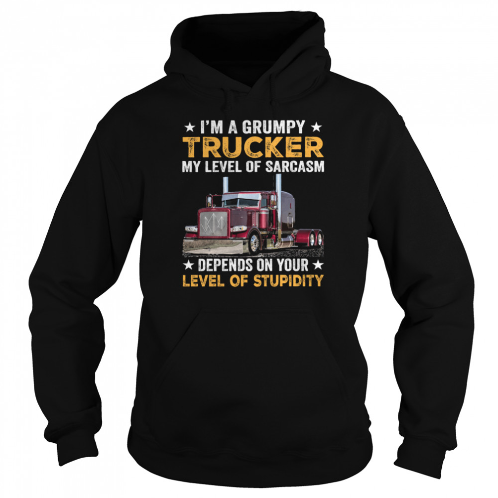 Im A Grumpy Trucker My Level Of Sarcasm Depend On Your Level Of Stupidity Shirt 4 » Cool Gifts for You - Mfamilygift Im A Grumpy Trucker My Level Of Sarcasm Depend On Your Level Of Stupidity Shirt 4