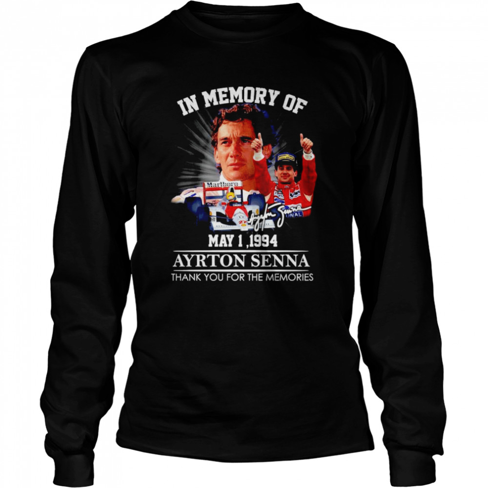 In Memory Of May 1,1994 Ayrton Senna Thank You For The Memories Signature Shirt 2 » Cool Gifts for You - Mfamilygift In Memory Of May 1,1994 Ayrton Senna Thank You For The Memories Signature Shirt 2