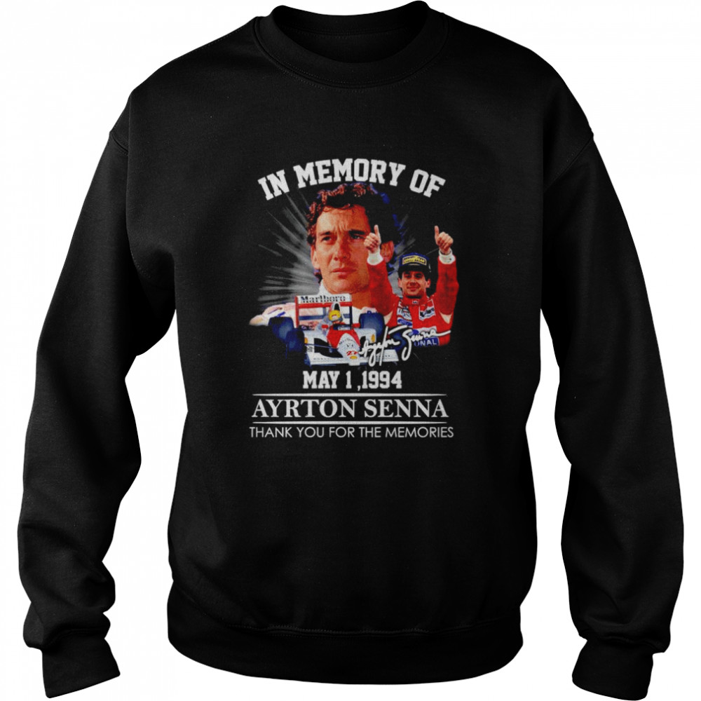 In Memory Of May 1,1994 Ayrton Senna Thank You For The Memories Signature Shirt 3 » Cool Gifts for You - Mfamilygift In Memory Of May 1,1994 Ayrton Senna Thank You For The Memories Signature Shirt 3