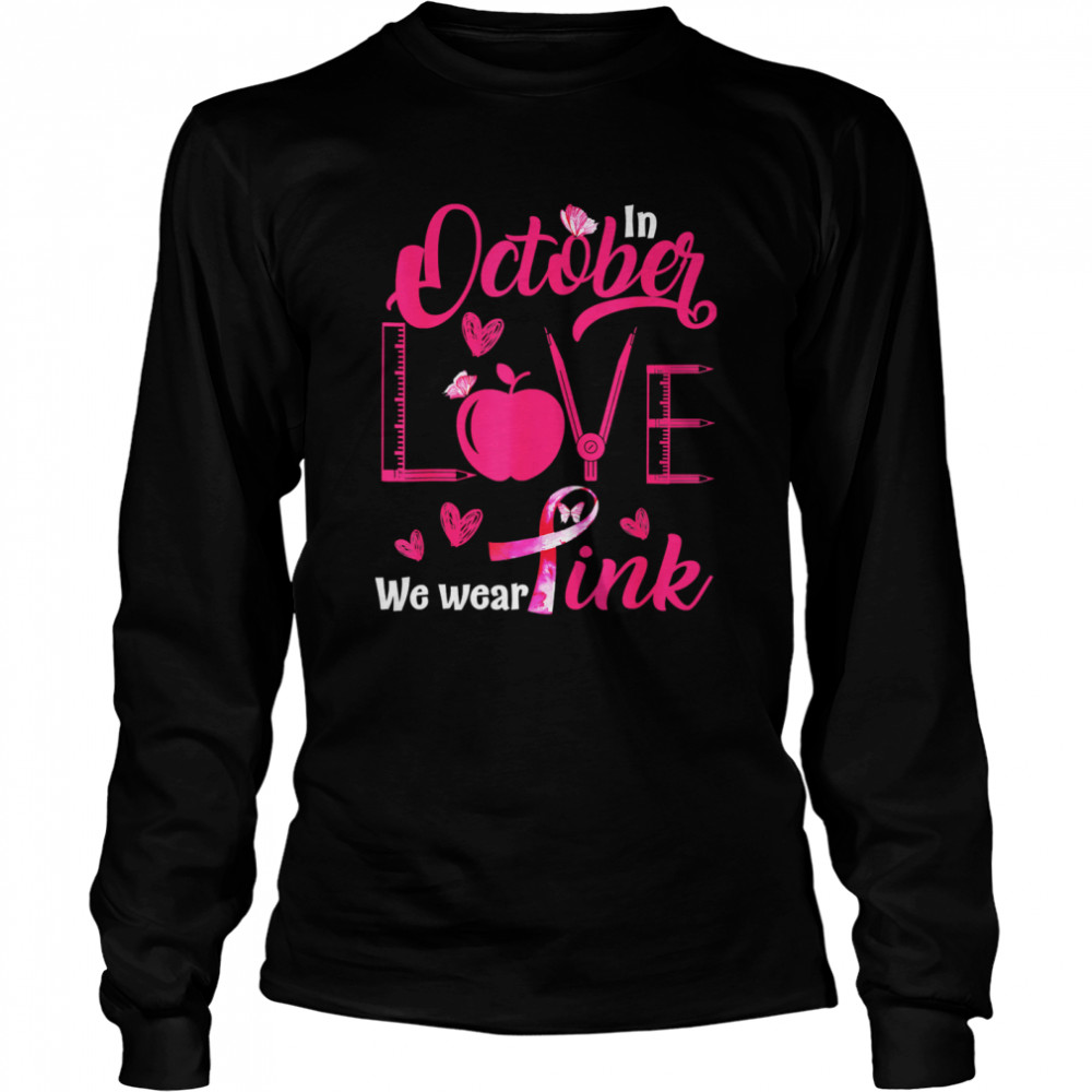In October Love We Wear Pink Butterfly Pink T-Shirt 2 » Cool Gifts for You - Mfamilygift In October Love We Wear Pink Butterfly Pink T-Shirt 2