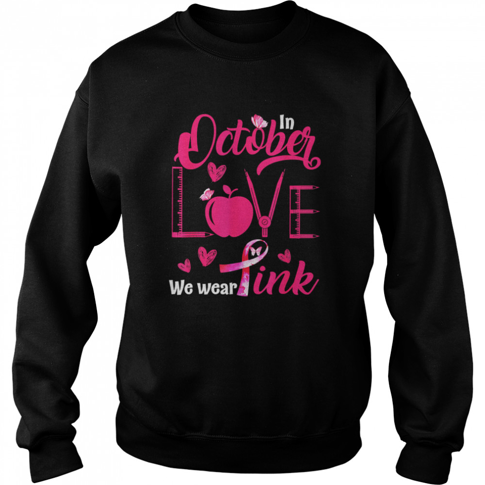 In October Love We Wear Pink Butterfly Pink T-Shirt 3 » Cool Gifts for You - Mfamilygift In October Love We Wear Pink Butterfly Pink T-Shirt 3