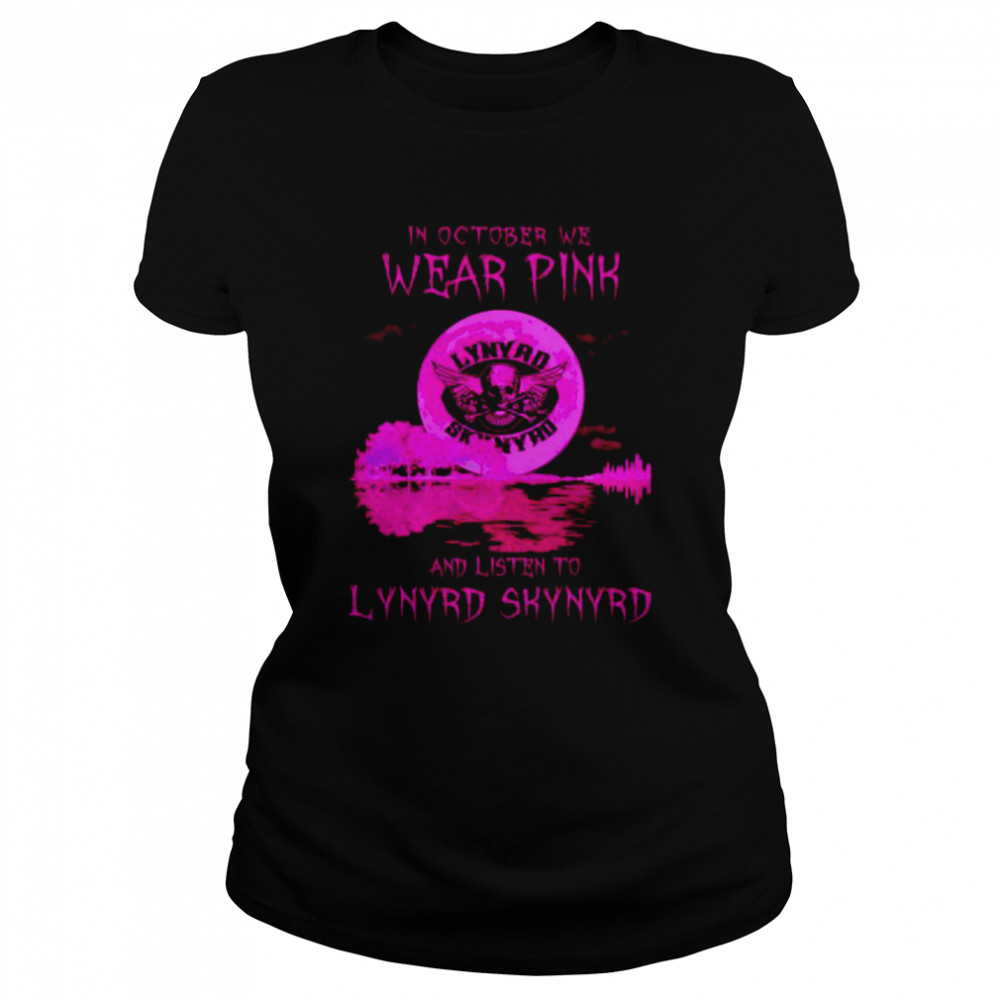 In October We Wear Pink And Listen To Lynyrd Skynyrd Shirt 1 » Cool Gifts for You - Mfamilygift In October We Wear Pink And Listen To Lynyrd Skynyrd Shirt 1
