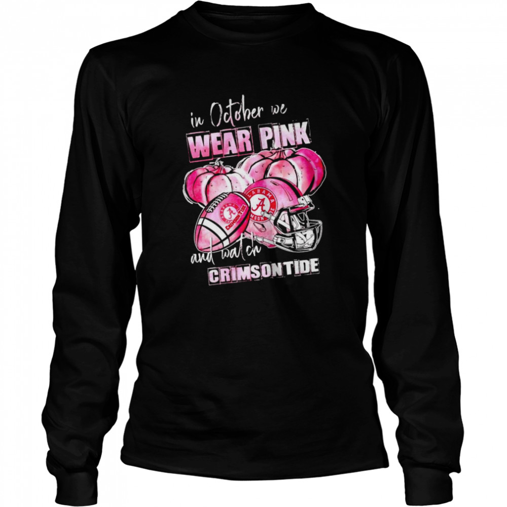 In October We Wear Pink And Watch Crimson Tide Breast Cancer Halloween Shirt 2 » Cool Gifts for You - Mfamilygift In October We Wear Pink And Watch Crimson Tide Breast Cancer Halloween Shirt 2