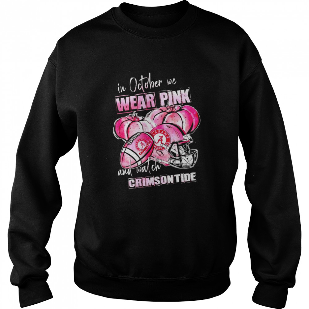 In October We Wear Pink And Watch Crimson Tide Breast Cancer Halloween Shirt 3 » Cool Gifts for You - Mfamilygift In October We Wear Pink And Watch Crimson Tide Breast Cancer Halloween Shirt 3