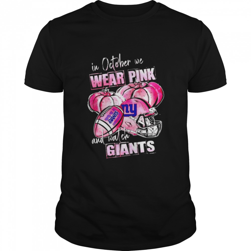 In October We Wear Pink And Watch Giants Breast Cancer Halloween Shirt