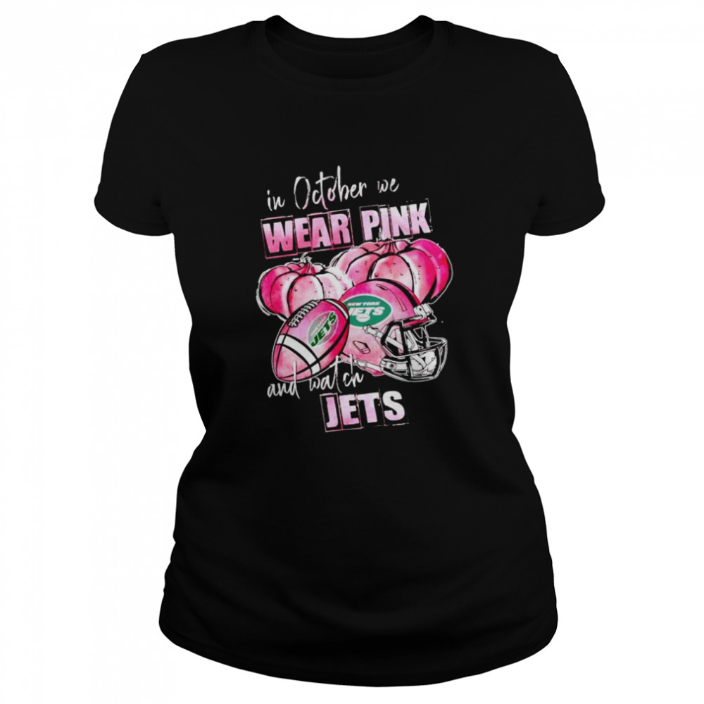 In October We Wear Pink And Watch Jets Breast Cancer Halloween Shirt 1 » Cool Gifts for You - Mfamilygift In October We Wear Pink And Watch Jets Breast Cancer Halloween Shirt 1