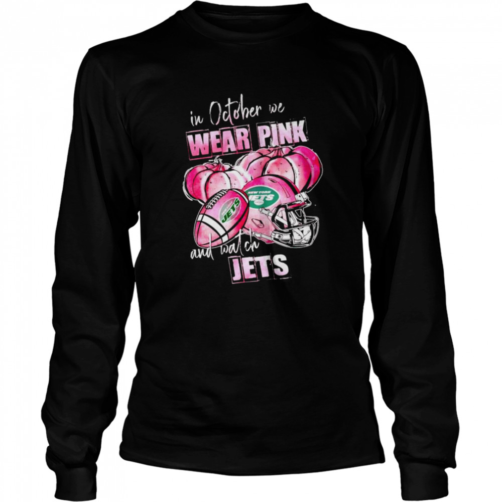 In October We Wear Pink And Watch Jets Breast Cancer Halloween Shirt 2 » Cool Gifts for You - Mfamilygift In October We Wear Pink And Watch Jets Breast Cancer Halloween Shirt 2