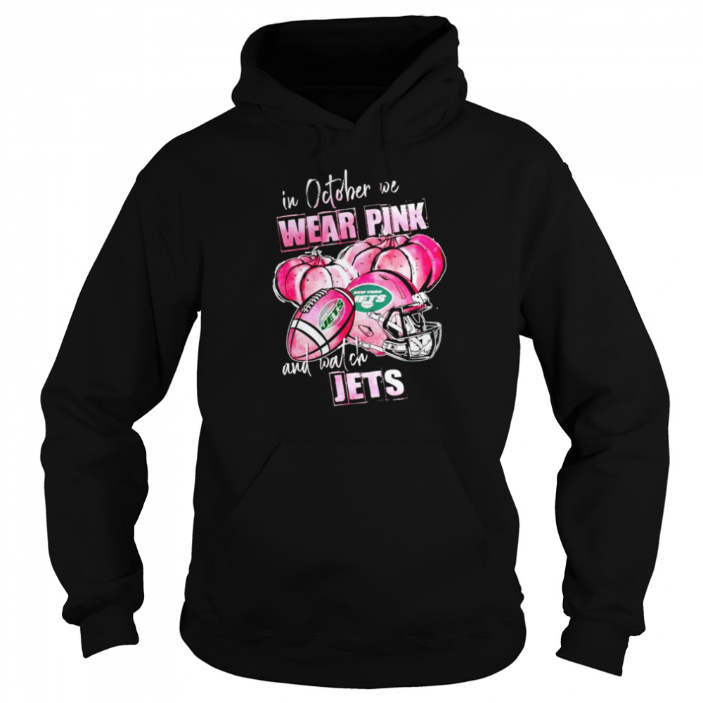 In October We Wear Pink And Watch Jets Breast Cancer Halloween Shirt 4 » Cool Gifts for You - Mfamilygift In October We Wear Pink And Watch Jets Breast Cancer Halloween Shirt 4