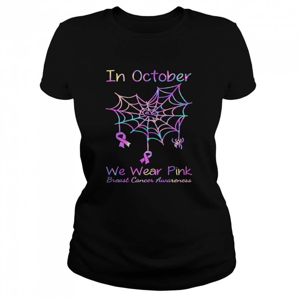 In October We Wear Pink Breast Cancer Awareness Halloween Shirt 1 » Cool Gifts for You - Mfamilygift In October We Wear Pink Breast Cancer Awareness Halloween Shirt 1