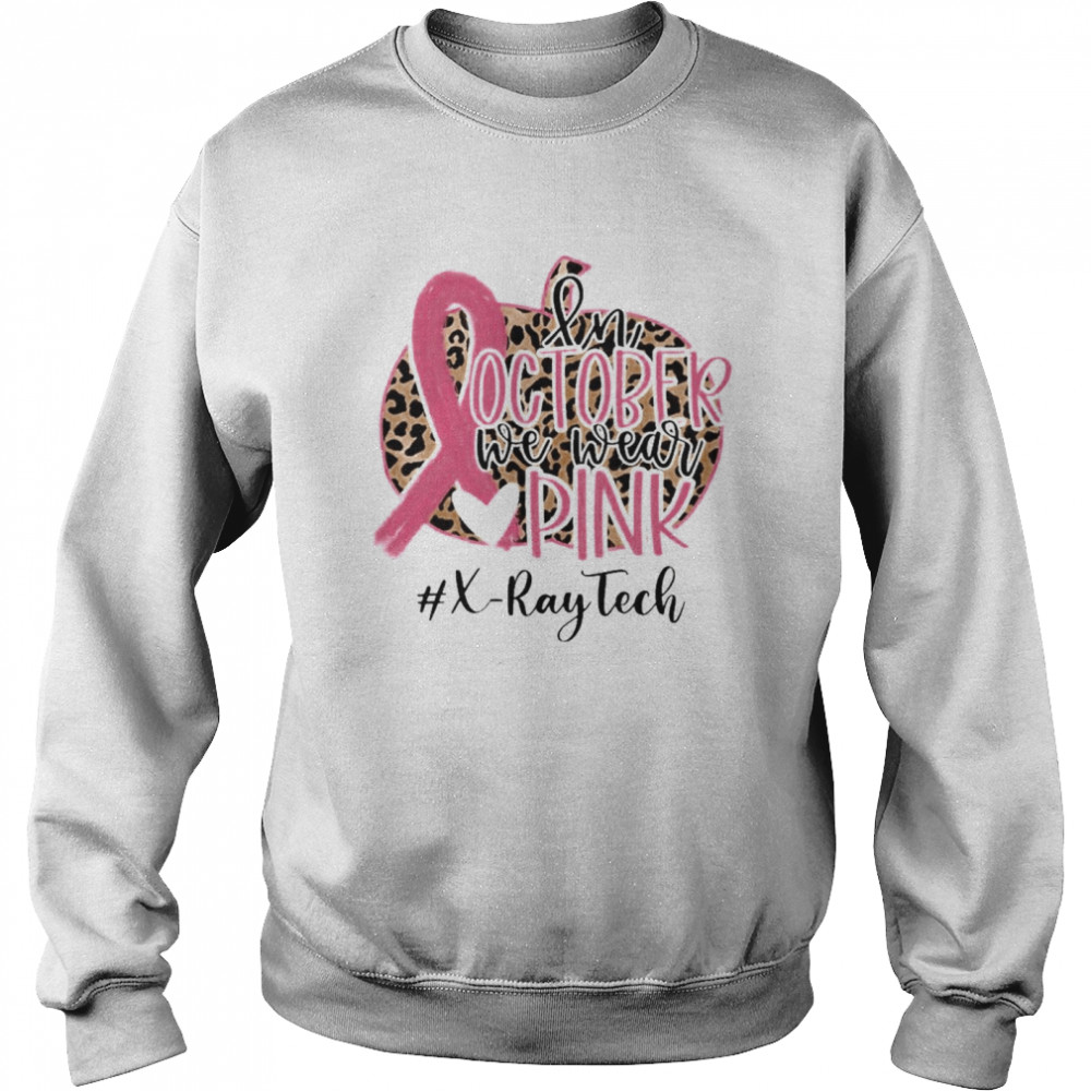 In October We Wear Pink Breast Cancer Leopard X Ray Tech Shirt 3 » Cool Gifts for You - Mfamilygift In October We Wear Pink Breast Cancer Leopard X Ray Tech Shirt 3