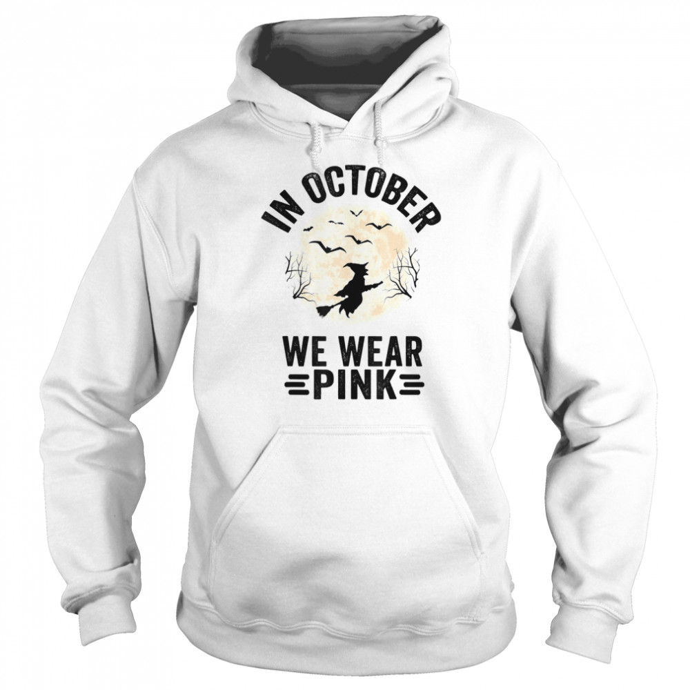 In October We Wear Pink Breast Cancer Witch Halloween Shirt 4 » Cool Gifts for You - Mfamilygift In October We Wear Pink Breast Cancer Witch Halloween Shirt 4