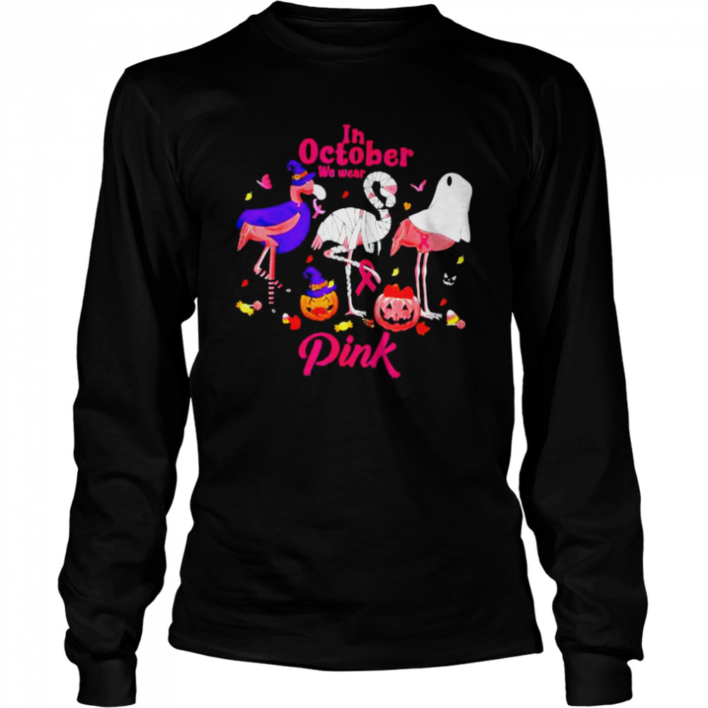 In October We Wear Pink Flamingo Breast Cancer Awareness T-Shirt 2 » Cool Gifts for You - Mfamilygift In October We Wear Pink Flamingo Breast Cancer Awareness T-Shirt 2
